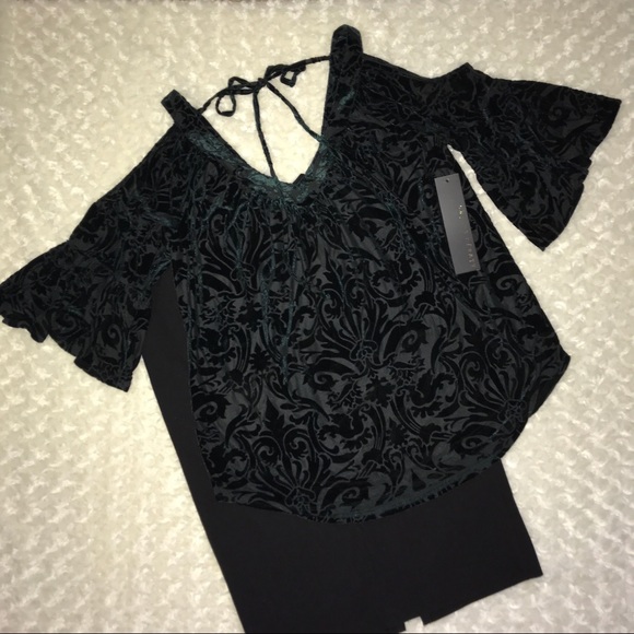 Always Indigo Tops - Final $ Always Indigo cold shoulder blouse Large